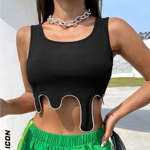 Black Asymmetrical Crop Top